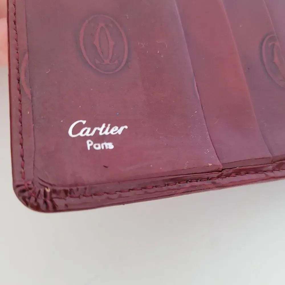 Cartier Happy‎ Birthday Men's Bifold Leather Red Wallet Medium Card Bill Holder